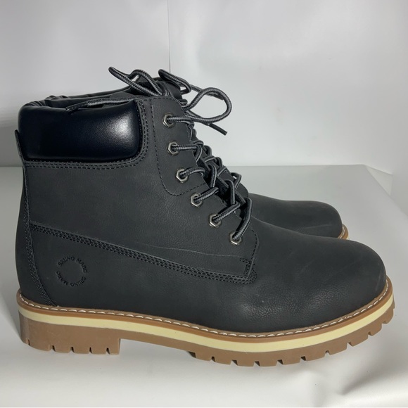 Bruno Marc Black Lace-Up Ankle Boot with Rubber Sole Padded Ankle Padding Sz 9.5 - Picture 15 of 16